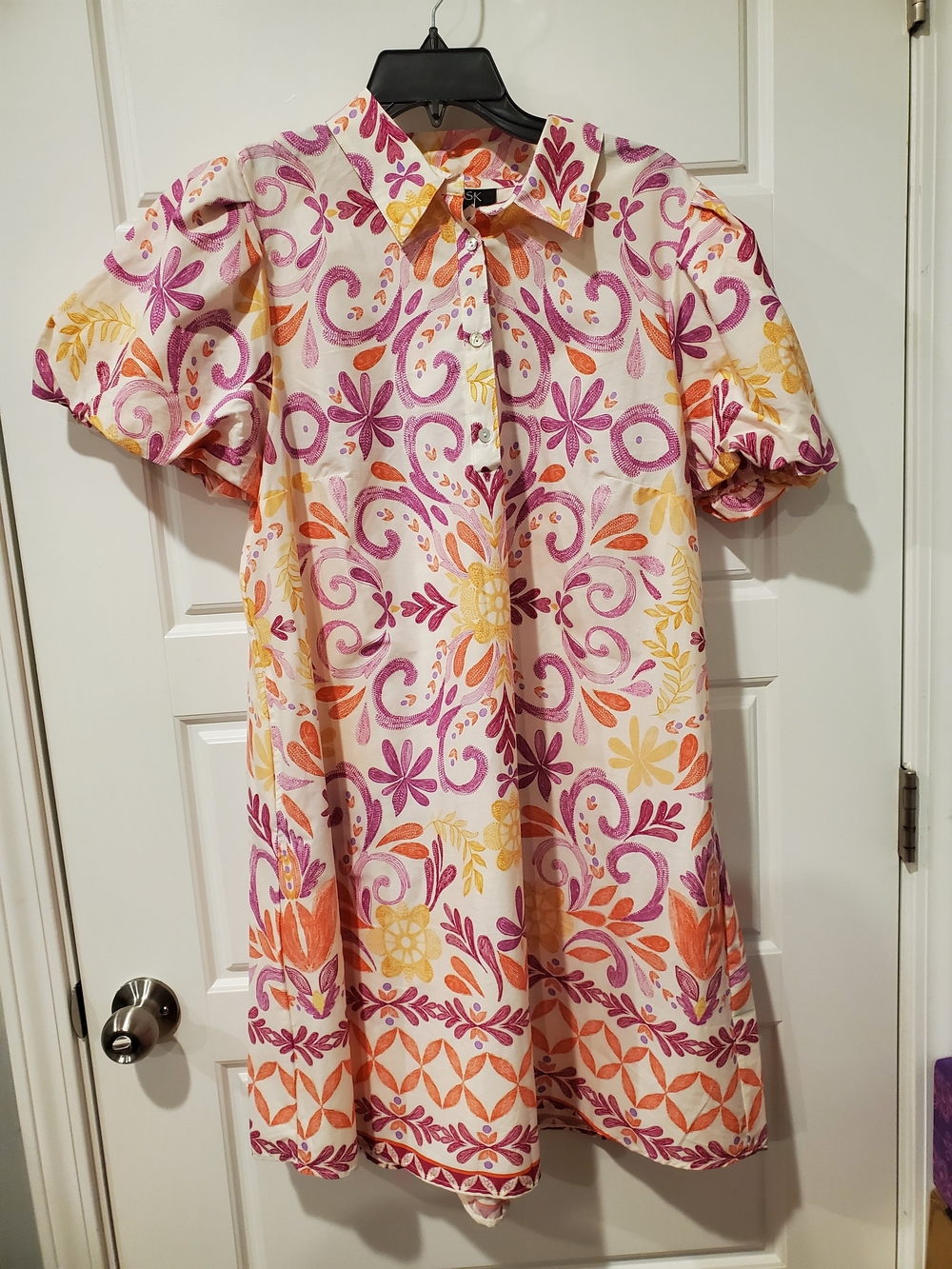 MSK Women Floral Fare Dress in Pink, Orange & Yellow~Large